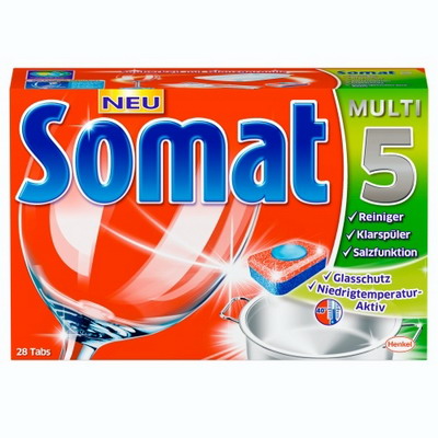 VIÊN RỬA SOMAT 5 IN 1 HỘP 28 VIÊN DÙNG CHO MÁY RỬA BÁT